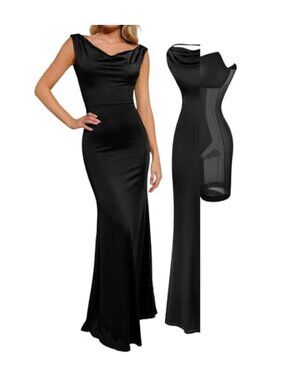 Shimmer Shapewear Maxi Dress Convertible Formal Fishtail